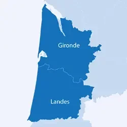 Carte de la zone de chalandise ECOTECH (Landes et Gironde)